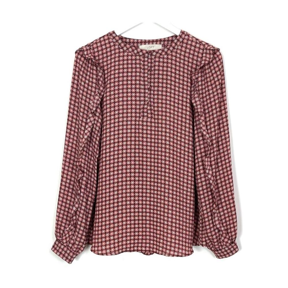 Loft Printed Ruffle Blouse